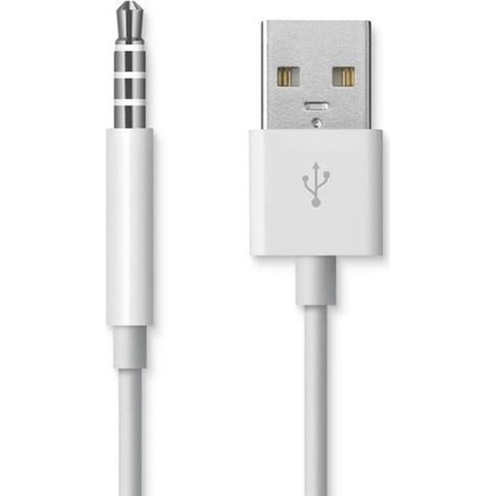 TRIXES Câble USB chargeur de synchronisation pour Apple iPod Shuffle 3ème 4ème 5ème et 6ème génération