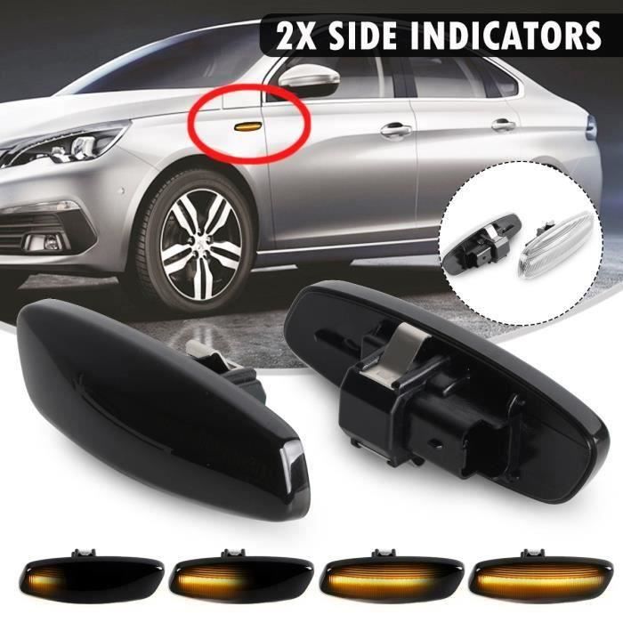 12V LED Feux de Position Latéraux Clignotant Dynamique pour Peugeot 207 308 5008 Citroen C3 C4 C5 DS3 DS4 NOIR Gu61593