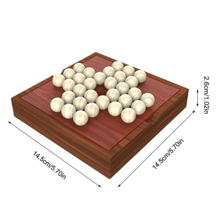 AIUAZA - Mini Jeu De Voyage En Bois Classique 'Sauter Tous Sauf Un' (peg Solitaire) - Plateau Compact, Pièces En Bois, Pour 1 Joueur - Puzzle De Réflexion Dès 3 Ans
