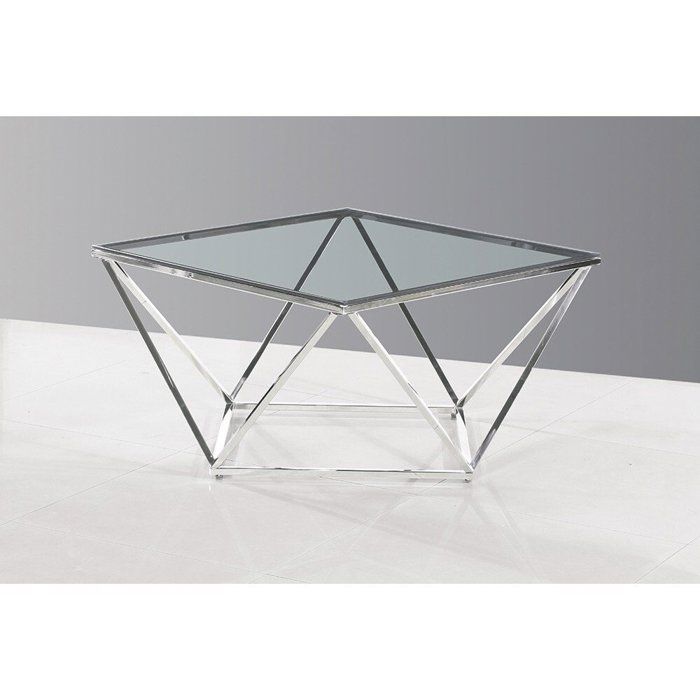 Table Basse - GIOVANNI MARCHESI - Pyramide - Verre Trempé - Métal Chrome - Design Contemporain Table Basse - GIOVANNI MARCHESI - Pyramide - Verre Trempé - Métal Chrome - Design Contemporain