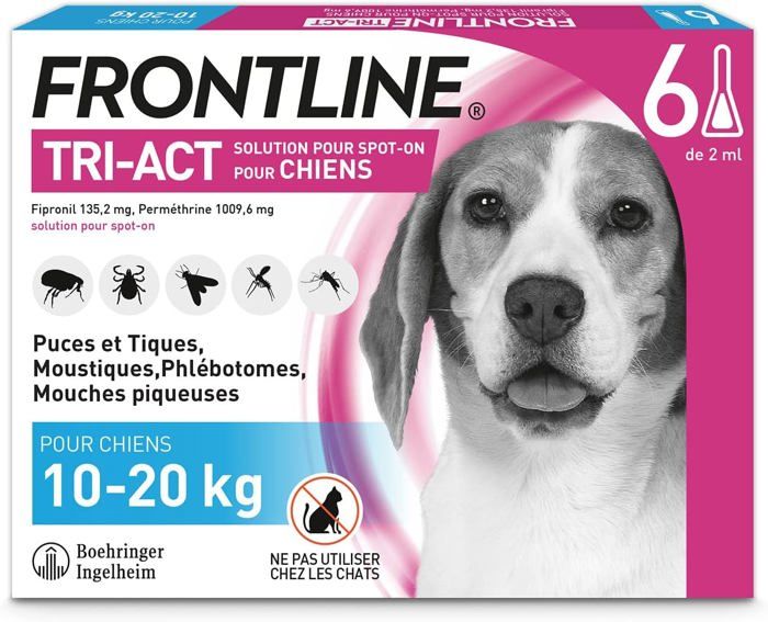 Meilleurs prix pour Tri-Act Anti Puces,Tiques,Moustiques,Phlébotomes&Mouches Traitement Radical En 6h Pour Chien Moyen De 10 à 20kg Fabriqué