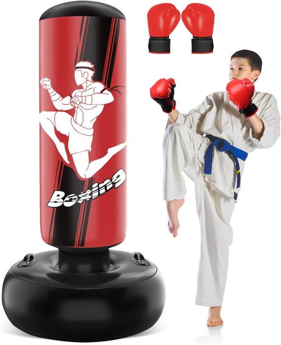 Sacco Da Boxe Gonfiabile Per Bambini - 165cm, Con Guanti, Per MMA E Karate, Base Stabile Con Acqua - Foto 8