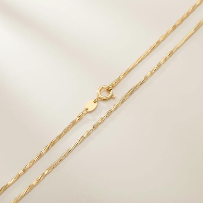 Chaîne de Cou - Maille Serpentine - Torsadée - 45 cm - Plaqué Or Jaune 750/1000 - Femme