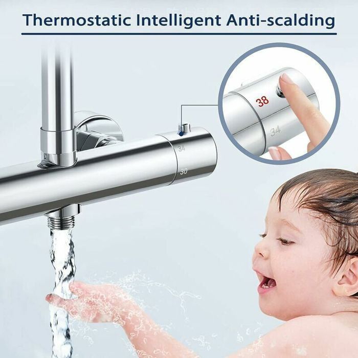 Mitigeur Douche Thermostatique en Laiton Double Sortie G34 BSP et G12 BSP Robinet de Douche couleurs multiples LARGEIGHT