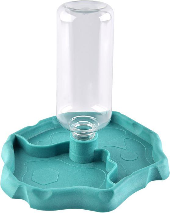 Distributeur 2 en 1 de Nourriture Anti Debordement Bol Gamelle en Plastique pour Tortue Terrestre Gecko - Bleu