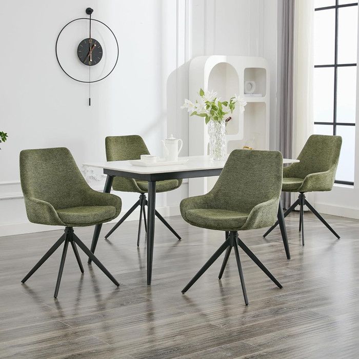 DYHOME Lot de 4 Chaises de Salle à Manger Chaise Pivotante Sans Accoudoir Ensemble de Chaises en Métal Vert