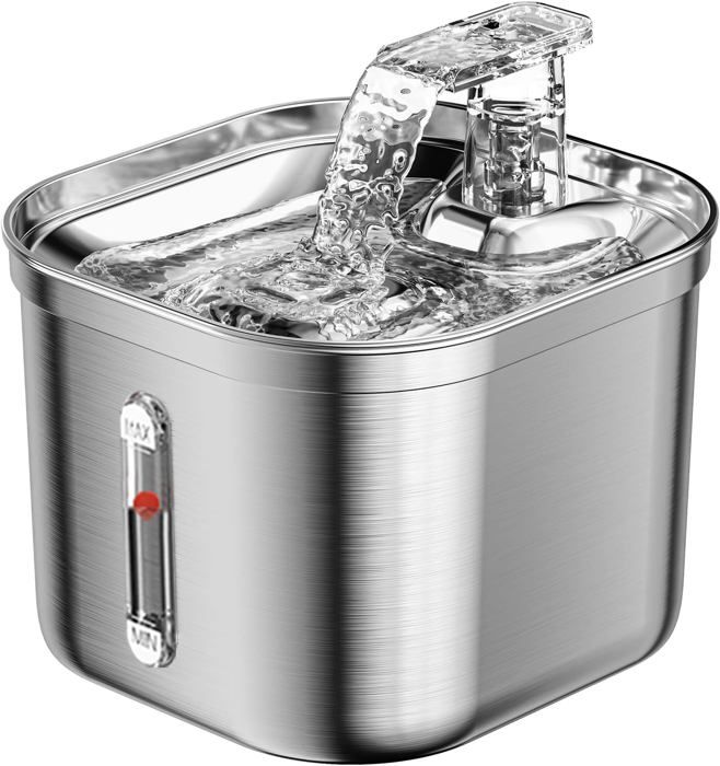 Comparer les prix de Fontaine a Eau Chat22L Fontaine INOXPompe à Eau Ultra-SilencieuseFiltres MultiplesDébit deau RéglableDistributeur Eau Chien