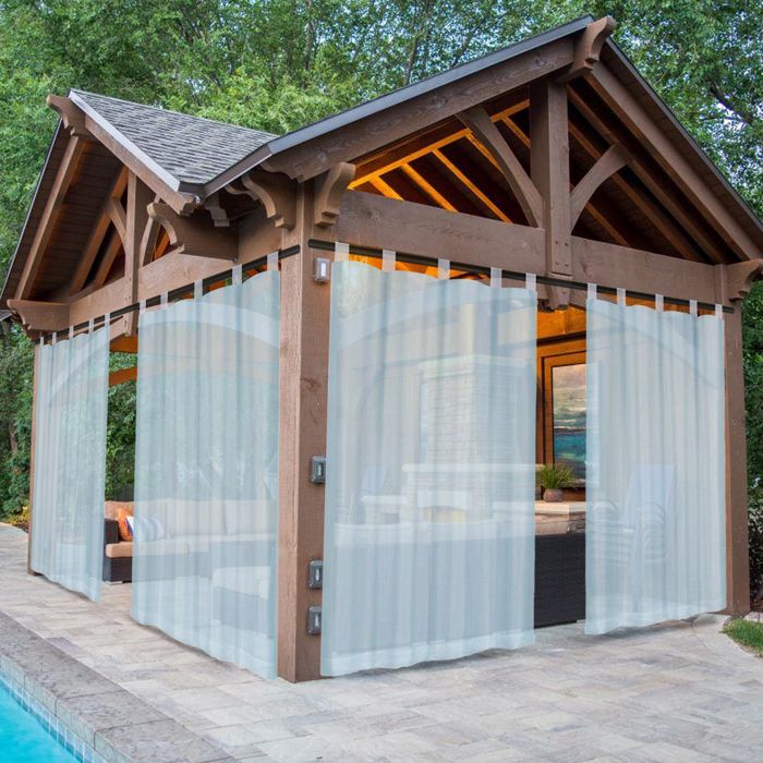Rideaux D'Extérieur Transparents 2 Pièces - H210 X L134 Cm Avec Oeillets, Brise-Vue Et Protection Solaire