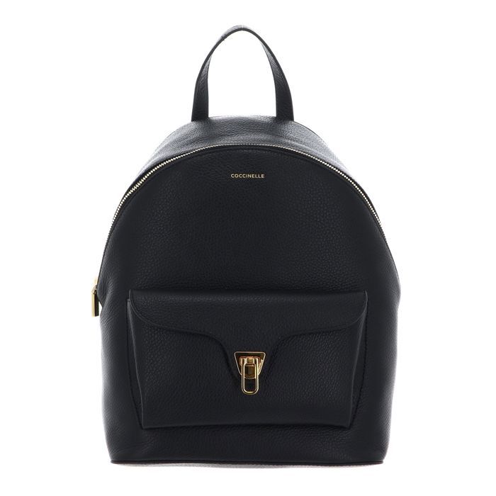 COCCINELLE Sac à dos noir en cuir pour femme - Beat Generatio Backpack Grained Leather Noir 312766 COCCINELLE Sac à dos noir en cuir pour femme - Beat Generatio Backpack Grained Leather Noir 312766
