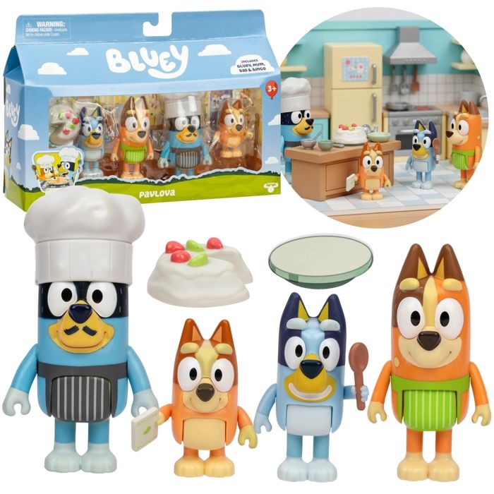 Bluey SET DE FIGURINES Cest lheure du dessert PAVLOVA figurines pour enfants ÉLÉMENTS MOBILES 3+
