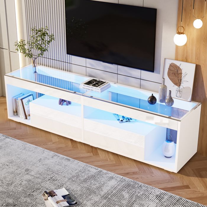 Meuble TV - Console TV - 180x40x46 cm - Éclairage LED - Design moderne et fonctionnel