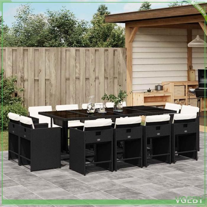 Ensemble à manger de jardin - 3211218 - 1 table 12 chaises 12 coussins - Anti-UV - Housses amovibles