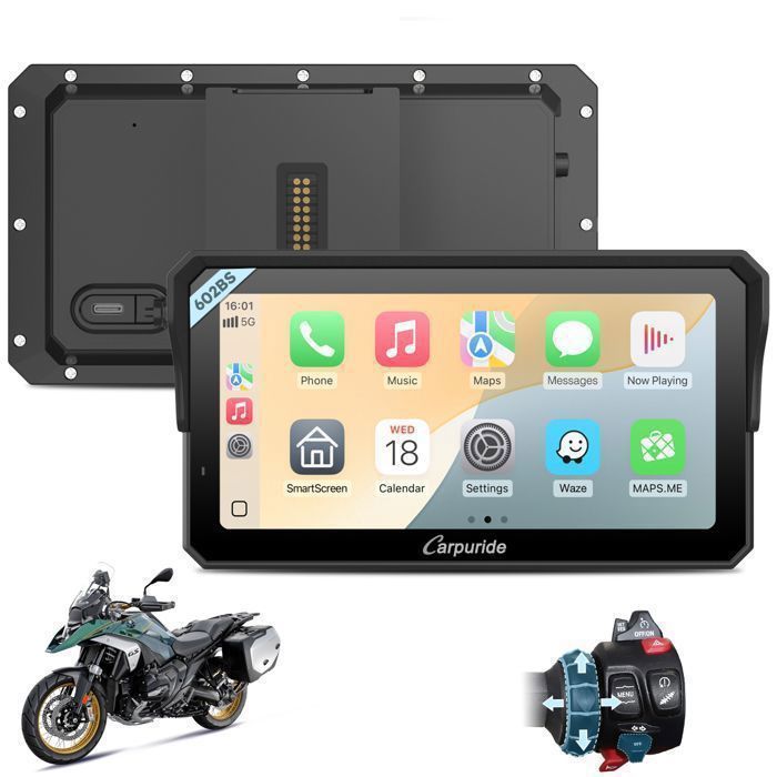 CARPURIDE W602BS Pro Autoradio 6Écran CarPlay pour BM Moto Natif Wonder Wheel Contrôle Lecture de Données CarPlay Android Auto