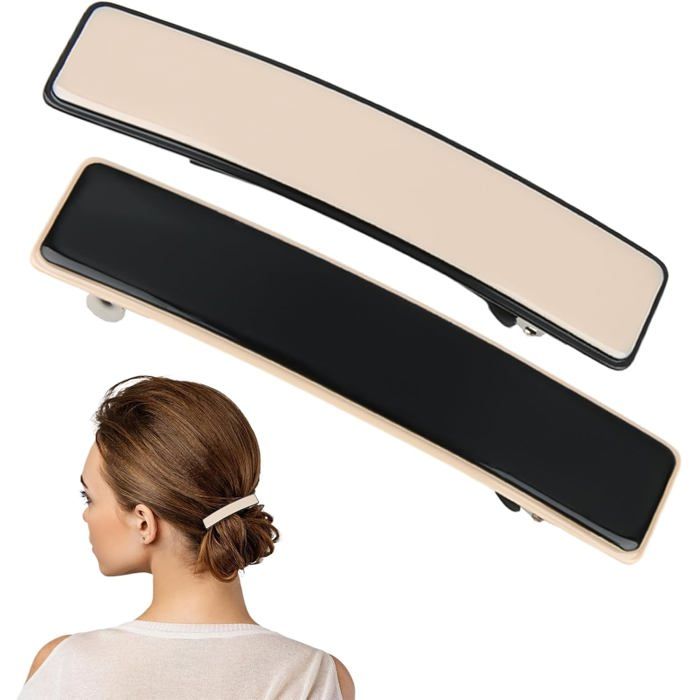 Ensemble de 2 grandes barrettes élégantes pour femme accessoires cheveux fille pinces automatiques en 2 couleurs pour cheveux épai