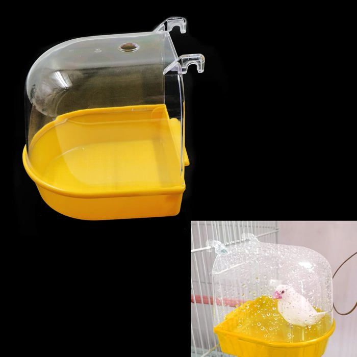 Baignoire DOiseau Boîte Bain Jouet-Suspendu Perruche Baignoires Pour Oiseaux Perroquets Avec Crochets Nourrisseur Plupart Des Cag