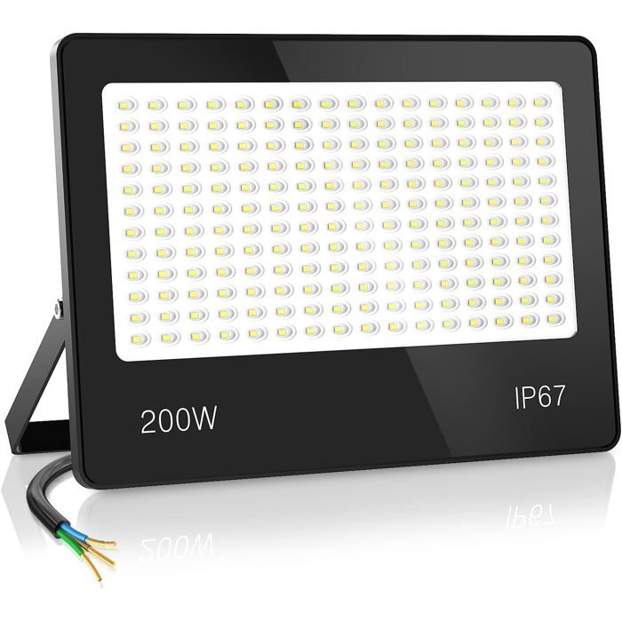 Projecteur Led 200W Super Lumineux 20000Lm Extérieur 6500K Blanc Froid Ip67 Étanche Éclairage De Sécurité Pour Terrasse Jard[CA86]