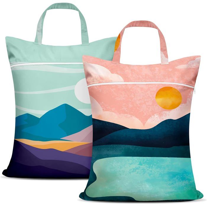 Lot de 2 sacs à linge sale de voyage imperméables avec poignée et fermeture éclair vêtements humides et secs lavables