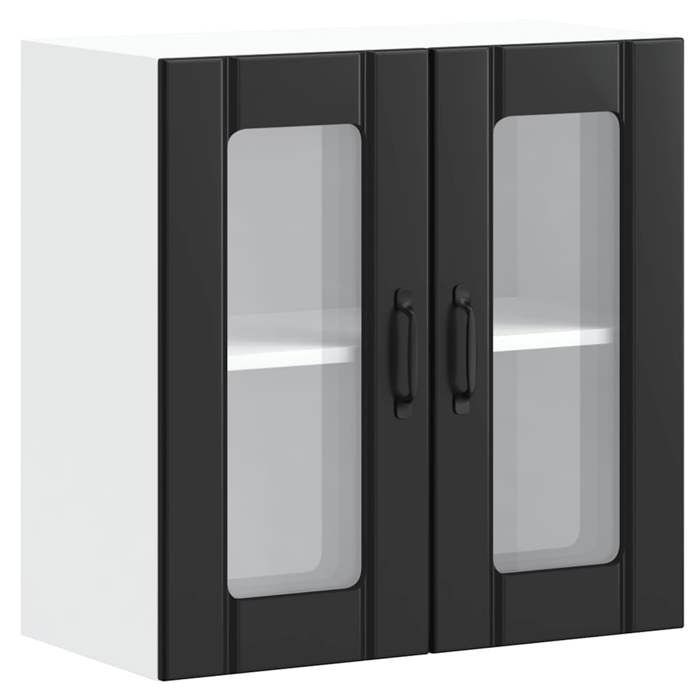 Meuble de cuisine - Vidaxl - Armoire murale de cuisine avec porte en verre Lucca noir_Montage Simplifié @185