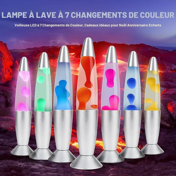 Lampe à lave - INNOVACASA - En forme de fusée - Multicolore (7 couleurs) - LED intégrée - Base aluminium