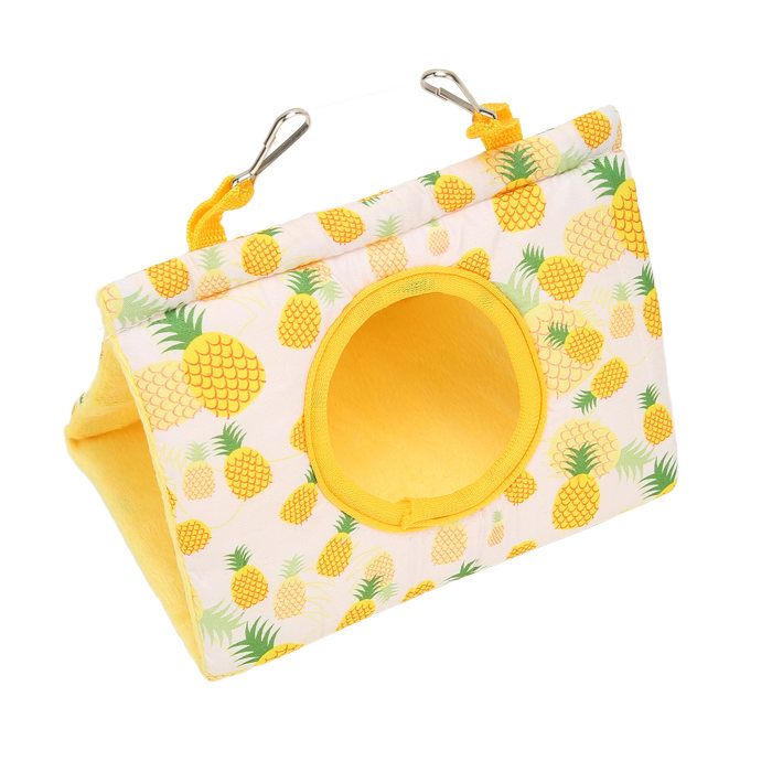 AUCUNE Hamac de perroquet Hamac triangulaire en Polyester à motif dananas jaune nid doiseau lit animalerie cage S Ananas Jaune