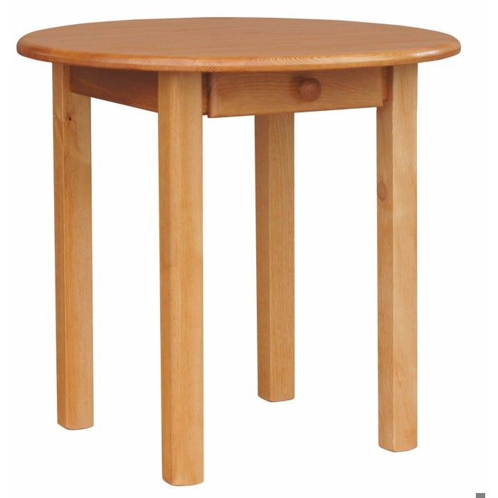 Table à manger KOMA KM495559 ronde en pin massif avec tiroir diamètre 70 cm teinte aulne