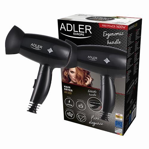 Sèche cheveux - Adler - AD2251 - Compact pliable - 1400W - Voyage - 2 vitesses - Ergonomique