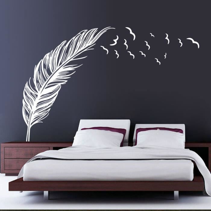 Nouvelle Chambre De Plume Autocollant Mural Oiseaux Accueil Decal