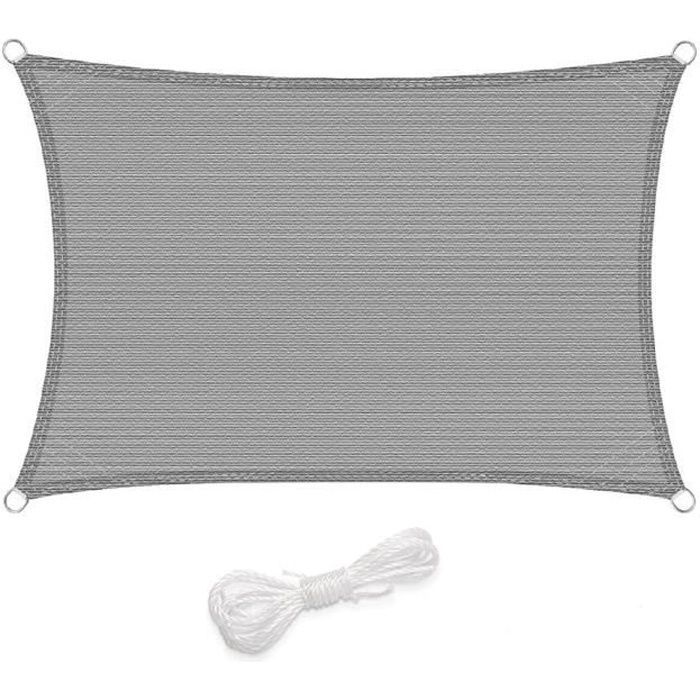Voile dombrage - JINZDASU - 3 x 4 m - Gris - Imperméable et résistant aux UV