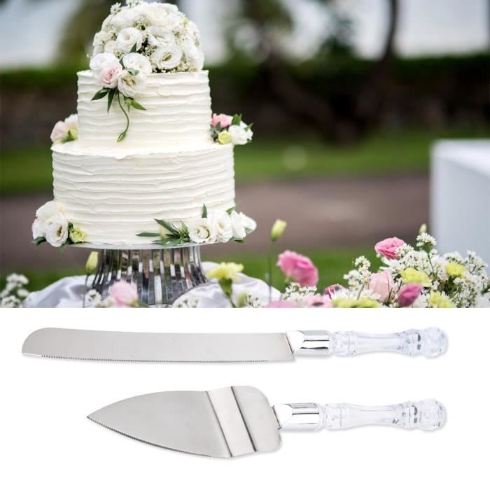2pcs Ensemble Couteau Gateaux De Mariage Spatule Cuisson Outil En