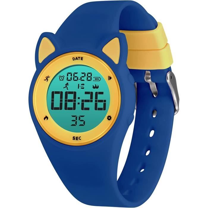 Garantie 1 An Montre à Quartz Pour Enfants - LN LENQIN - Étanche 50m - Bracelet Silicone Noir - Apprentissage De L'heure Facile Montre Enfant