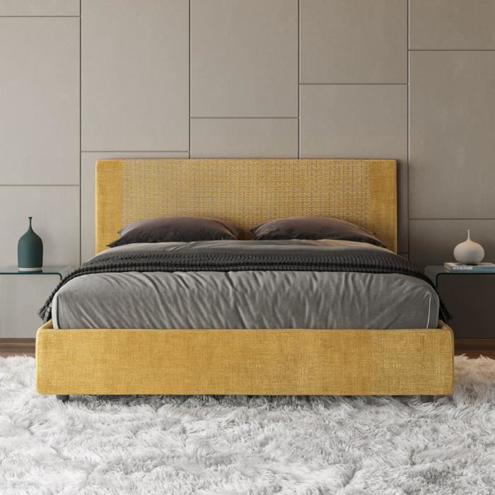 Lit Rosal 160x200 sans sommier Norris 08 Labirinto 06 - Jaune - Blanc Lit Rosal 160x200 sans sommier Norris 08 Labirinto 06 - Jaune - Blanc