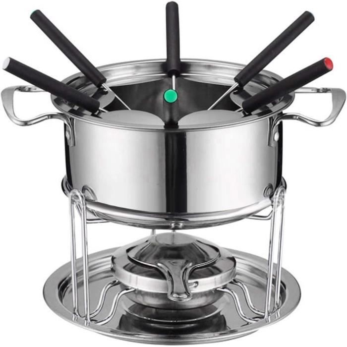 Service à Fondue Électrique Pour 8 Personnes - Bol Inox & Céramique, 8 Fourchettes, Thermostat Continu