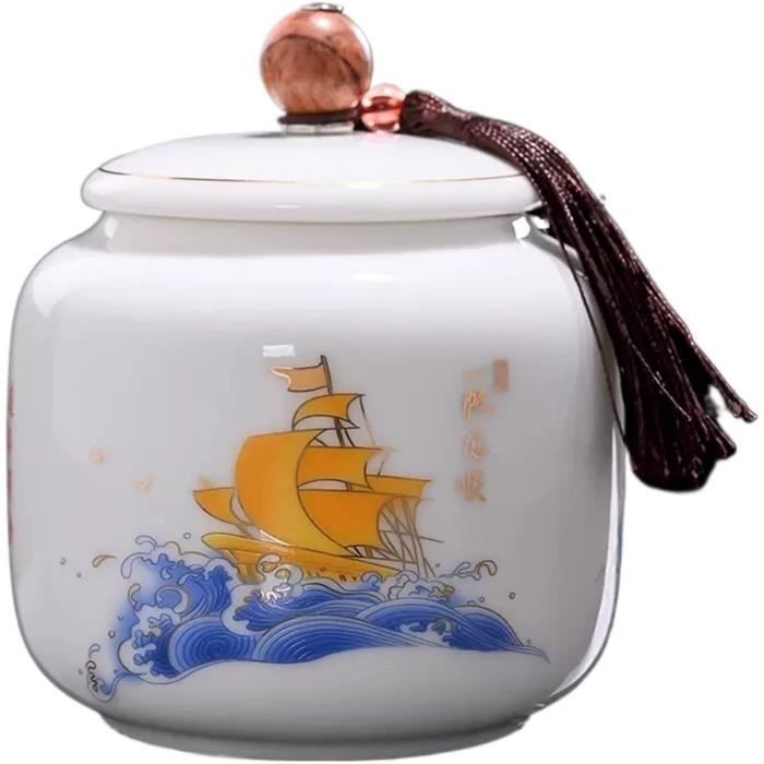 BESTonZON Boîte De Rangement Hermétique Céramique Pour Thé Avec Couvercle Scellé Conteneur Pratique Pour Thé Décoration De Cuisine Élégante Et Atmosphère Chaleureuse