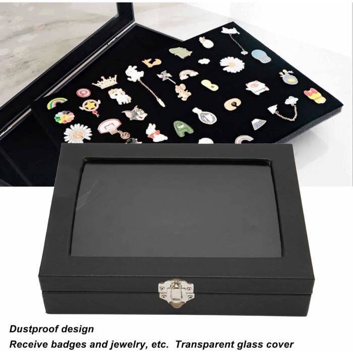Présentoir à épingles, Anti-poussière, Transparent, En Bois Noir, Pour