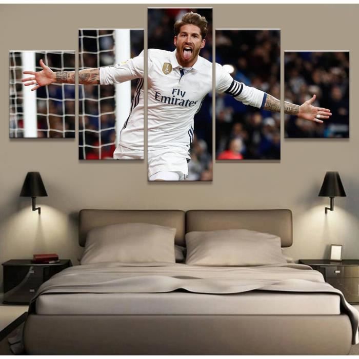 sans cadre 5 pieces real sergio ramos madrid toile imprime peinture pour les images vivantes cdiscount maison