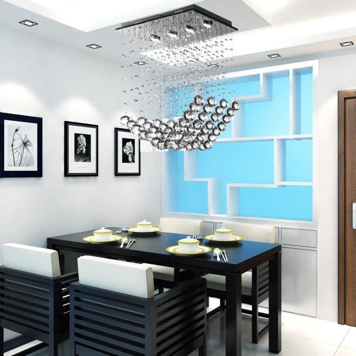 Lustre Moderne Led En Cristal A 4 Medailles Pour Salle A Manger