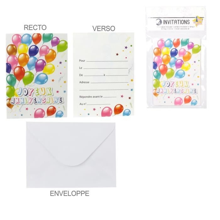 Carte d'invitation anniversaire x 6 - Cdiscount Beaux-Arts et Loisirs  créatifs