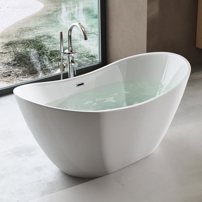 baignoire ilot ovale 170cm sogood vicenza502oa acrylique blanc 170x80x60cm cdiscount bricolage