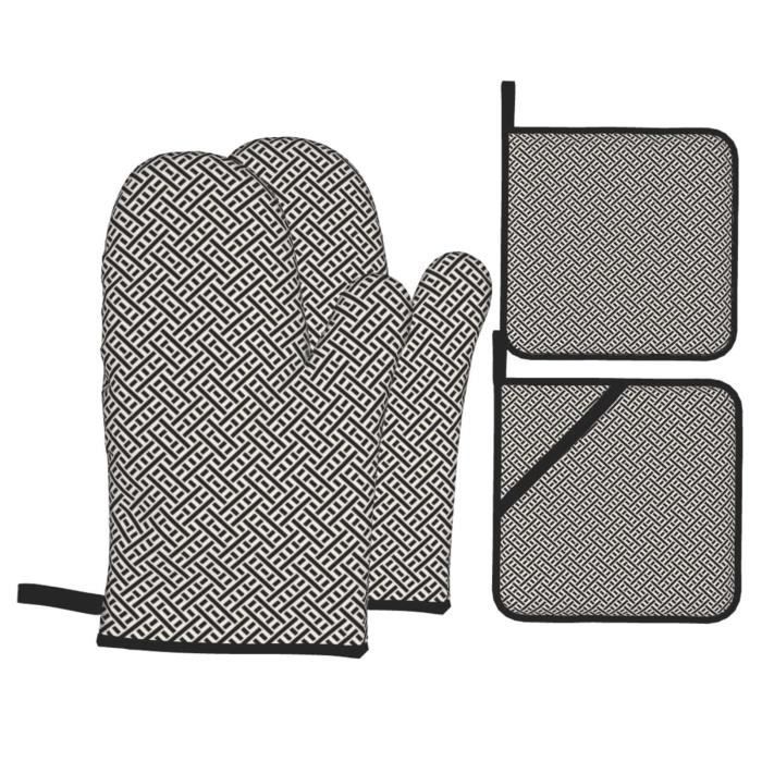 Gants Four Double Tartan Écossais – Résistants Chaleur BBQ, Cuisine, Micro-ondes, 88,9 Cm