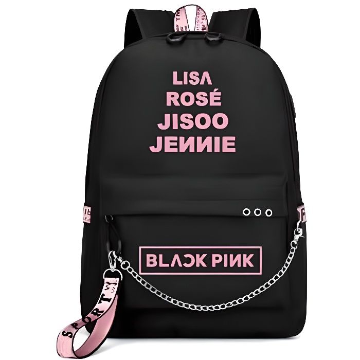 Sac a dos USB Unisexe Blackpink Rose Kim Ji Soo LISA Rose Findpitaya Decontracte 45 31 17cm Noir Cdiscount Bagagerie Maroquinerie