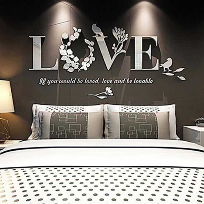 Sticker mural home decor, Stickers muraux salon amovibles, Stickers chambre  adulte, Stickers muraux miroir salon [Love Blanc]