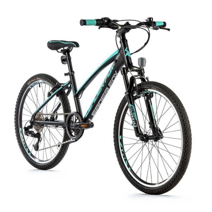 Vélo électrique VTT 24 musculaire fille Leader Fox Spider 2023 8V - noir / vert claire - 135/145 cm