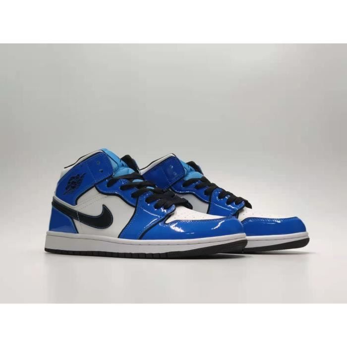 SNEAKERS x Airs Jordans 1 Mid Sport pour Homme Femme Bleu Size