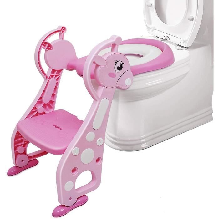 Rose Siège de toilette pour enfant Pour enfants de 2 à 7 ans Réducteur de toilettes avec escalier 
