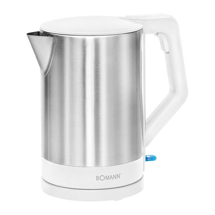 Bouilloire électrique Bomann 1,7L - 2200W, Arrêt Auto, Filtre Amovible, Sans BPA - Blanche, Design Pratique