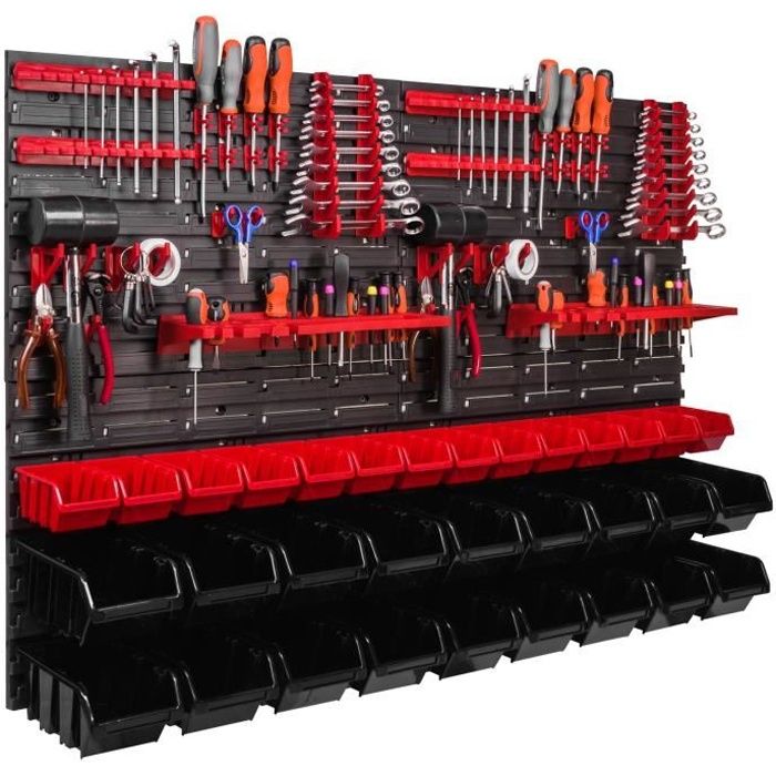 Étagère murale - BOTLE - 32 pcs - Noir - 115x78 cm - Empilable et extensible