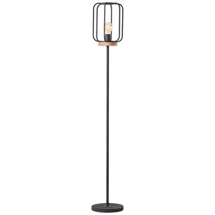 Lampadaire Tosh 1 flamme - BRILLIANT - Bois antique - Corindon noir - E27 - Vintage