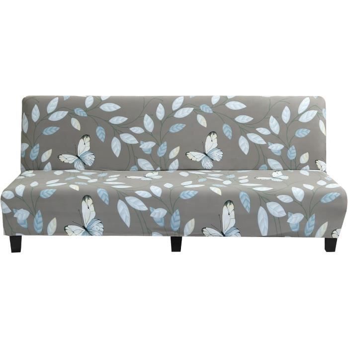 Hiseng Housse De Clic Clac Élastique Canapé Avec Jupe 2/3 Places, Housse De Canapé Sans Bras Extensible Antidérapant Universel Canapé-lit Pliant Protecteur (Abricot,190-225cm