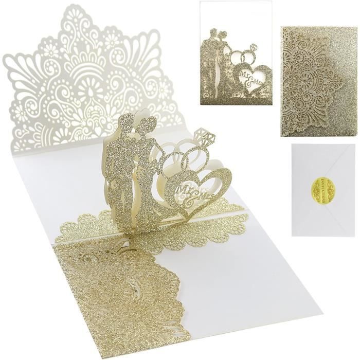 Jolies Cartes Verticales De Mariage Avec Un Couple De Mariés, Une