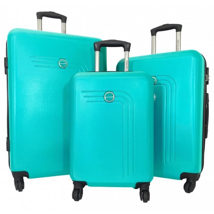 set de 3 valises 20cm-25cm-29cm abs bleu - ba10653 -